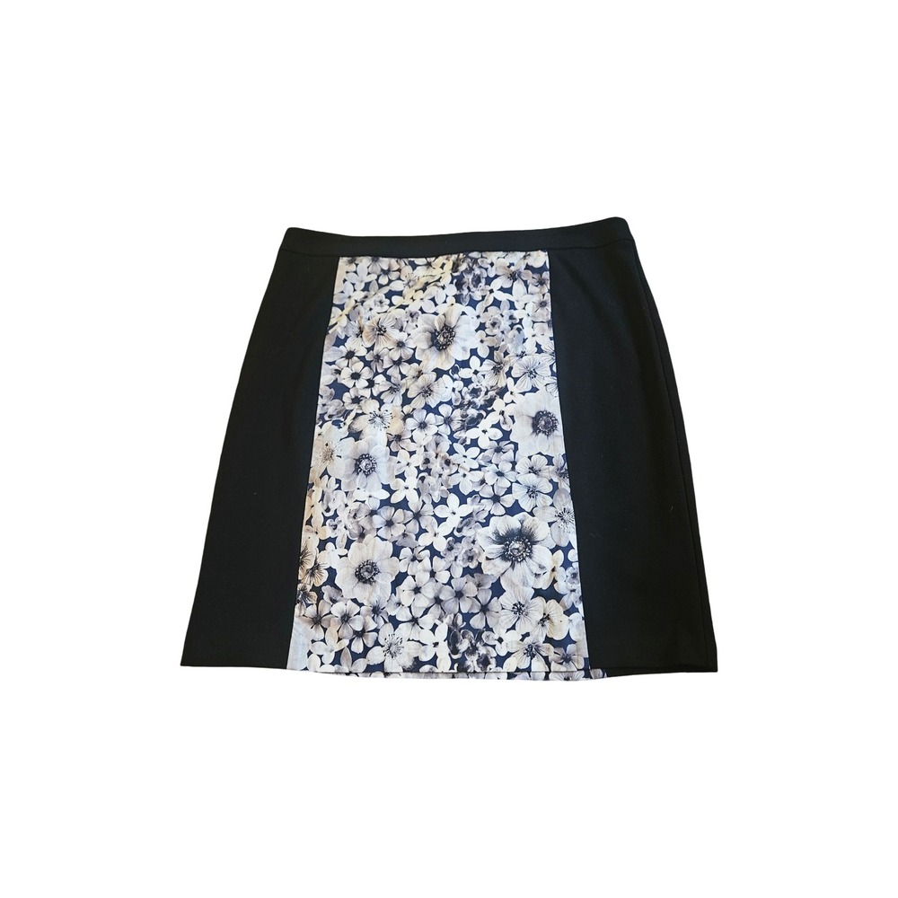 Laundry by Shelli Segal Floral Colorblock Mini Skirt Black Blue White Size 10